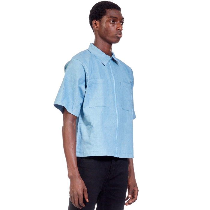 crop dress shirt EVEREVE Women's Aiden Crop Shirt, Size XL, Blue, Cotton