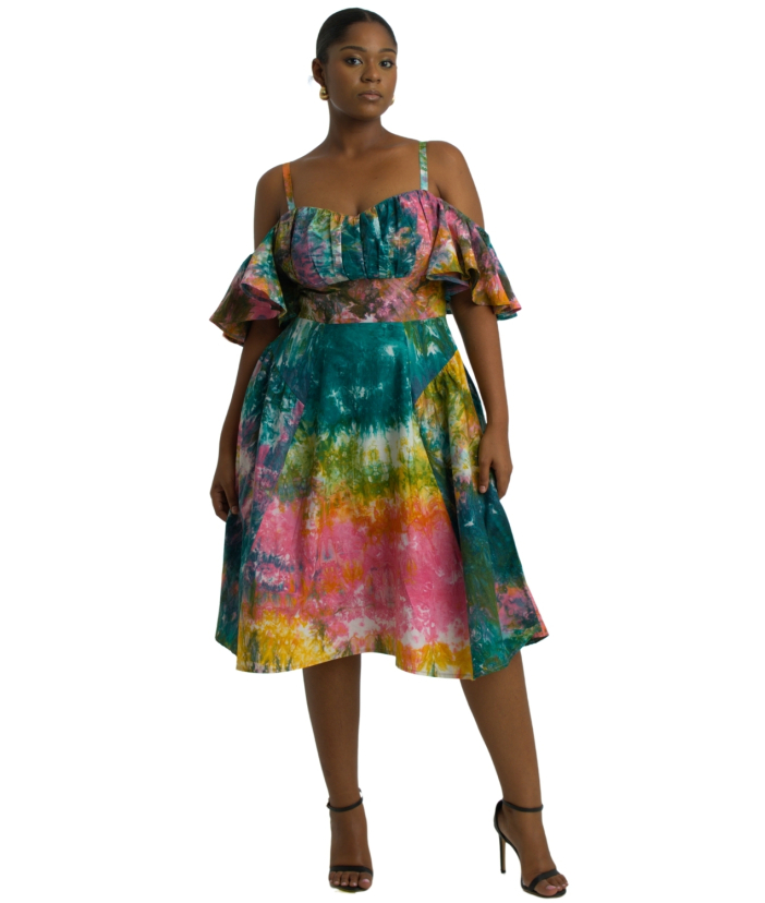 Rasta Cold Shoulder Dress