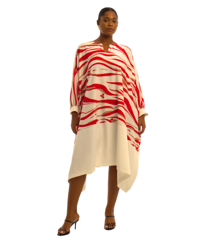 Robe Caftan Asymétrique Imprimée