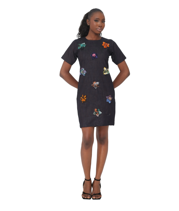 Fara Fitted Floral Detail Dress