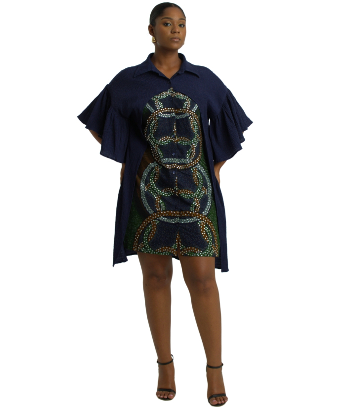 Blue Black Shirt Dress