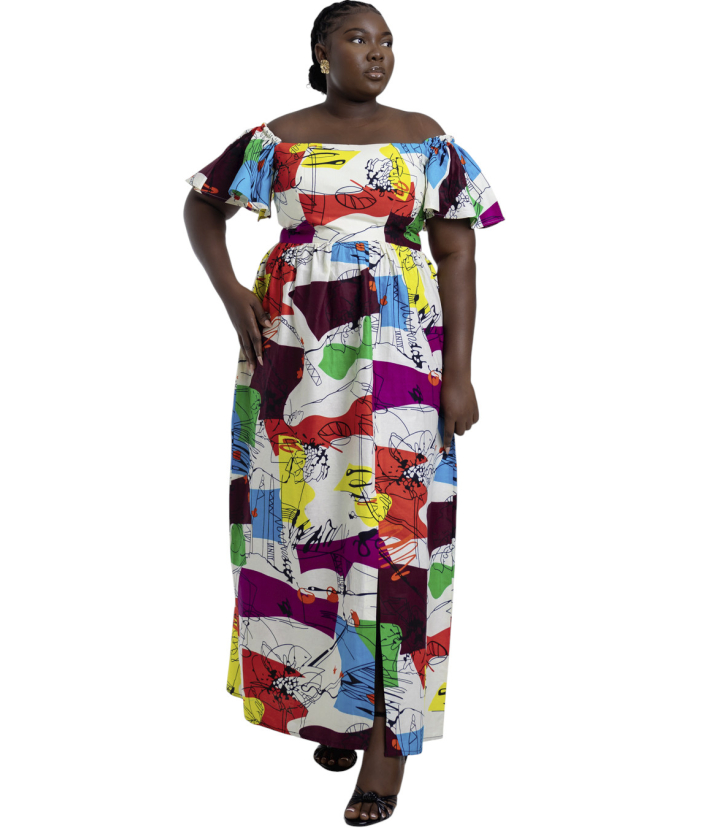 Dedei Off-Shoulder Slit Dress