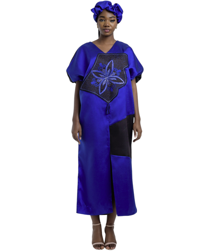 Blue Boubou with Embroidery