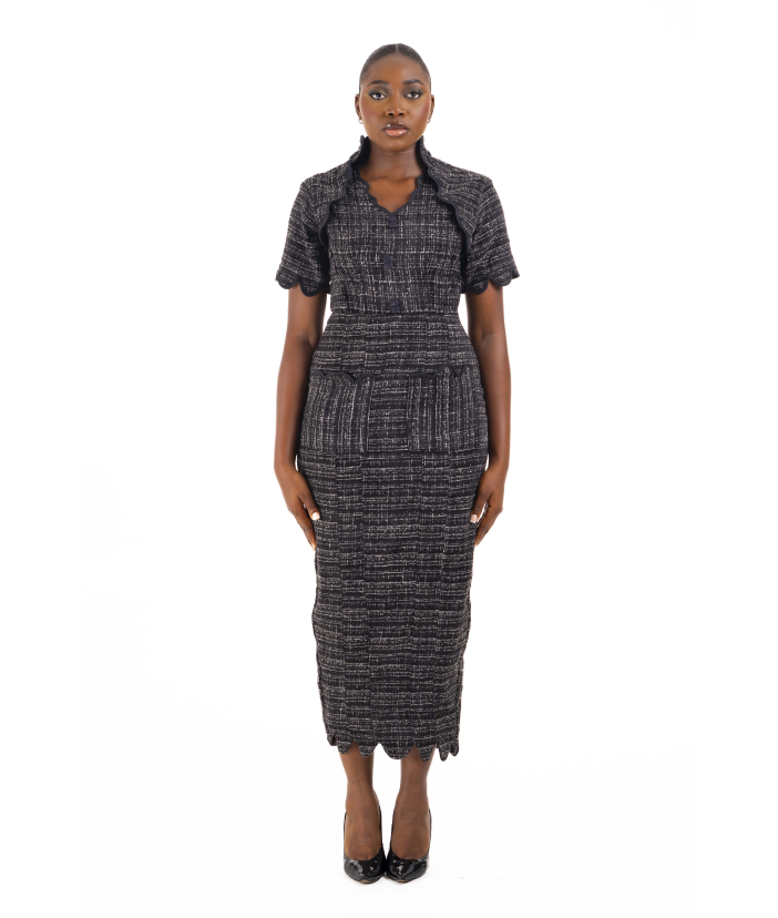 Zaria Black tweed dress