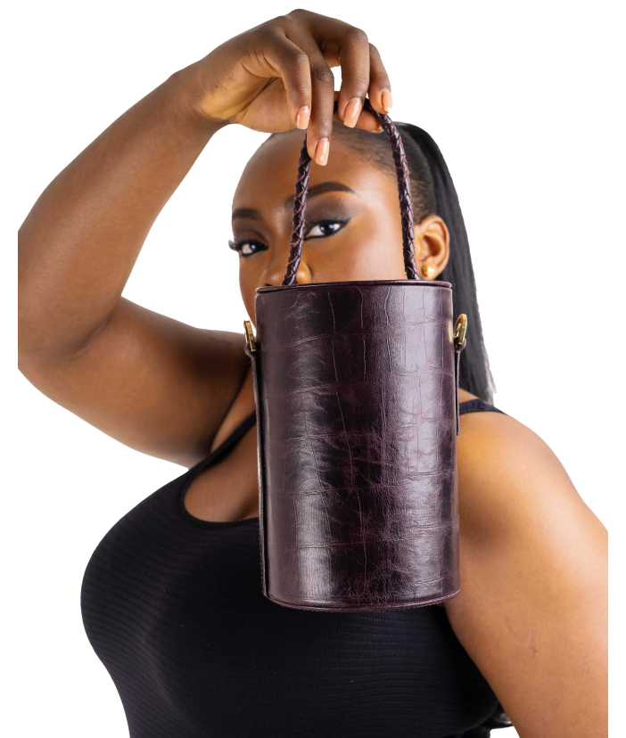 Aubergine Lid Bucket Bag 