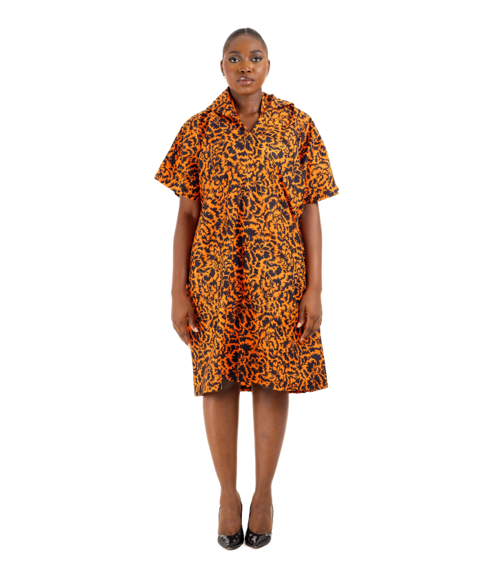 Short Ankara Kaftan Orange