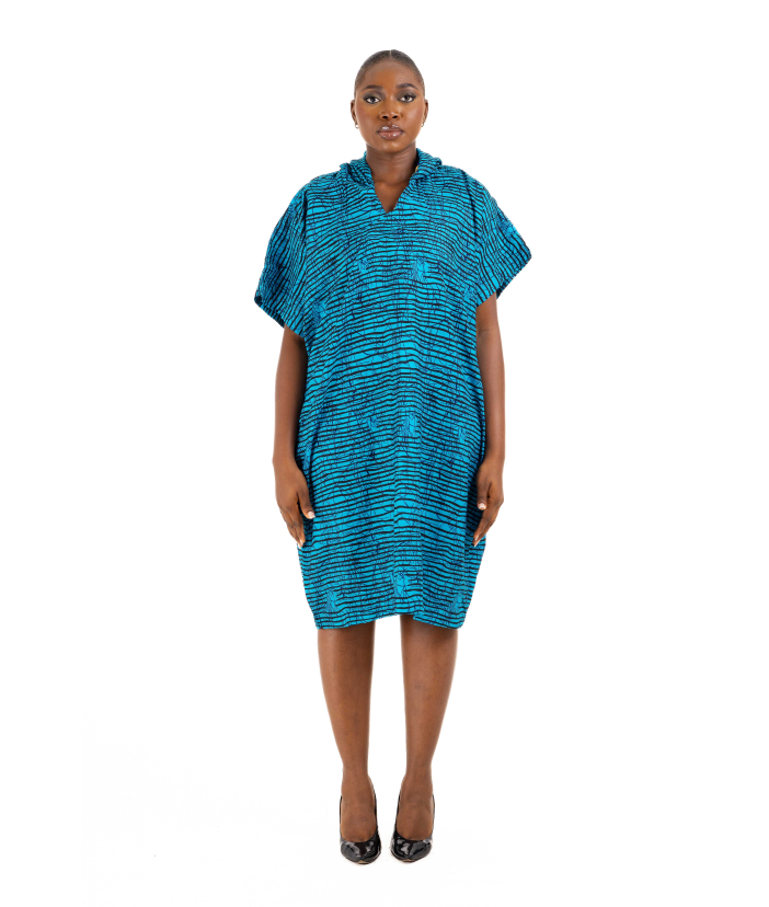 Short Ankara Kaftan blue
