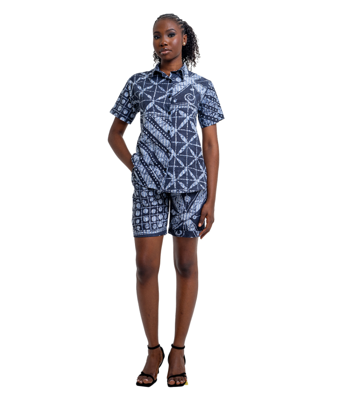 Black & White Cotton  - Adire Short Set