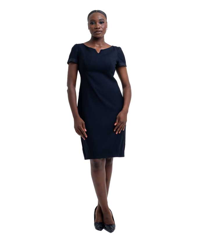 Notched Neckline Bra Cut Straight Dress