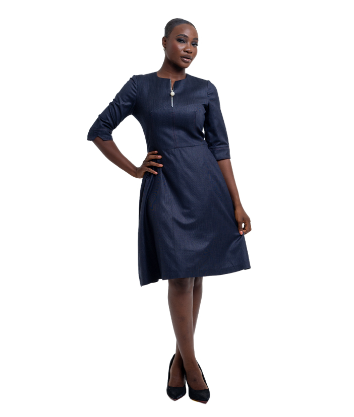 Wool Flared Dress - Grey