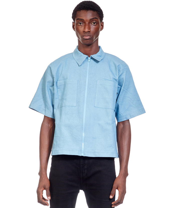 Powdered blue crop shirt