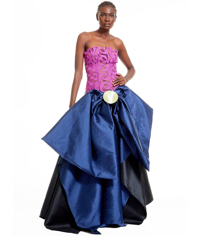 Purple Bustier Dress with Exaggerated Bow Details