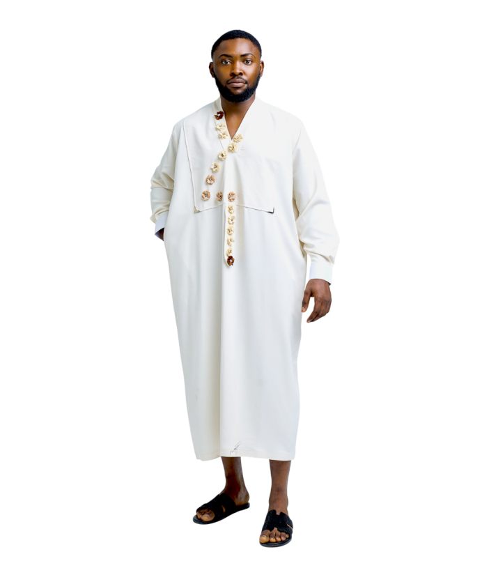 Tan V-Neck Kaftan