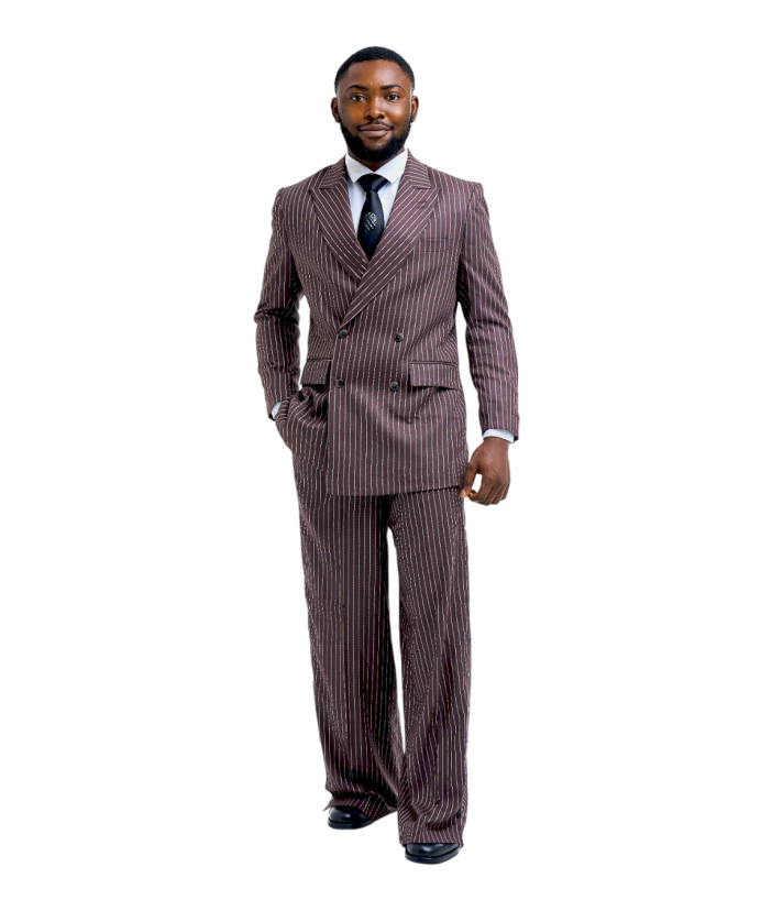 Brown Stripe Double-Breasted Suit