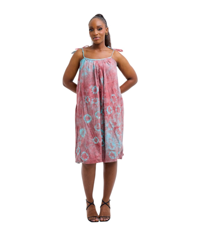 Wine Tie-Dye Mini Gown