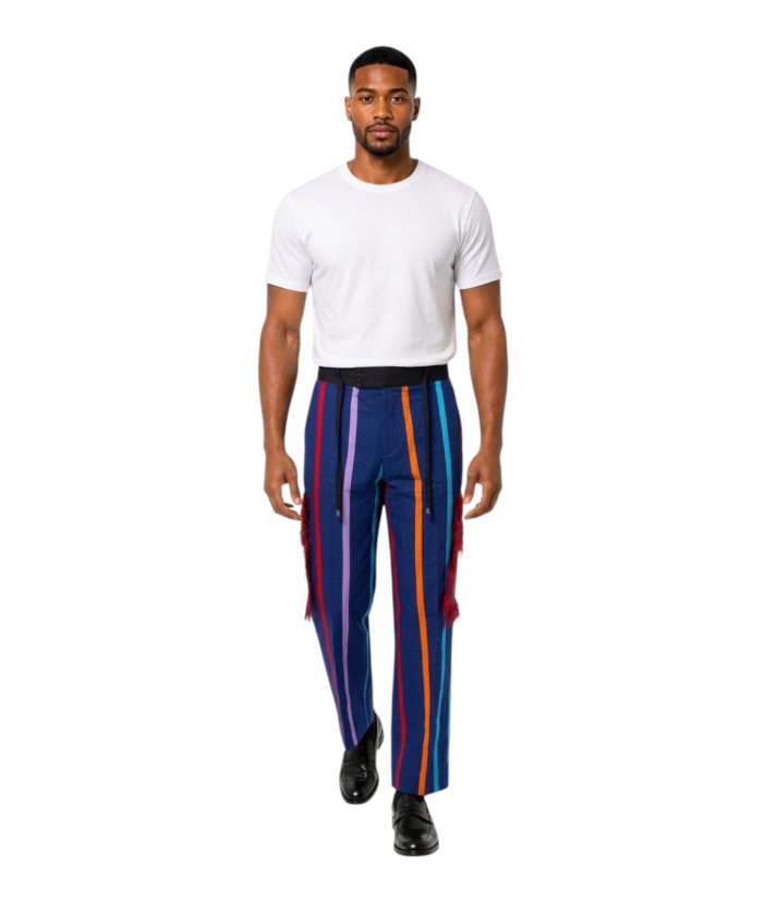Pantalon large Ankara - Bleu