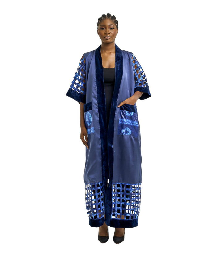 Ankara Suede Tapping Long Kimono