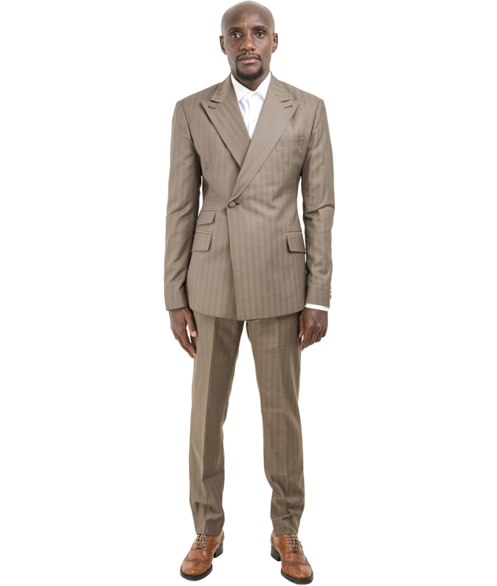 Double breast one button two piece suit