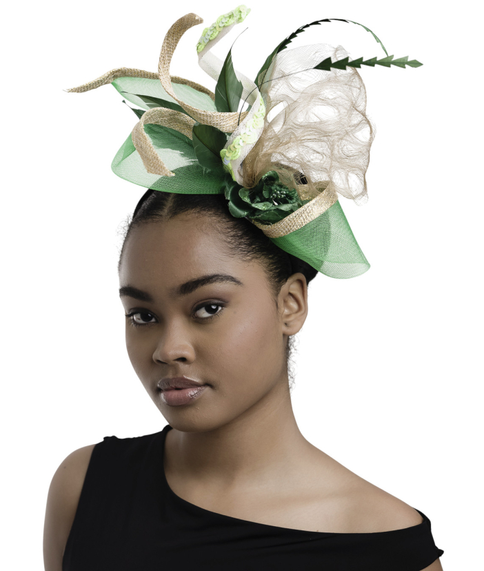 Sinamey and Crinoline Green Swirl Fascinator