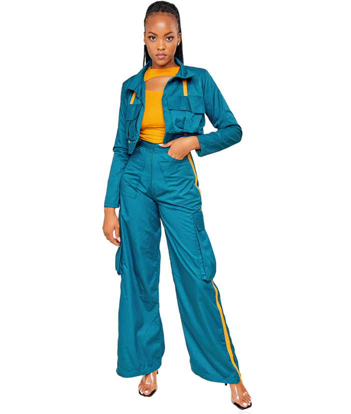 Green Cargo pants Set