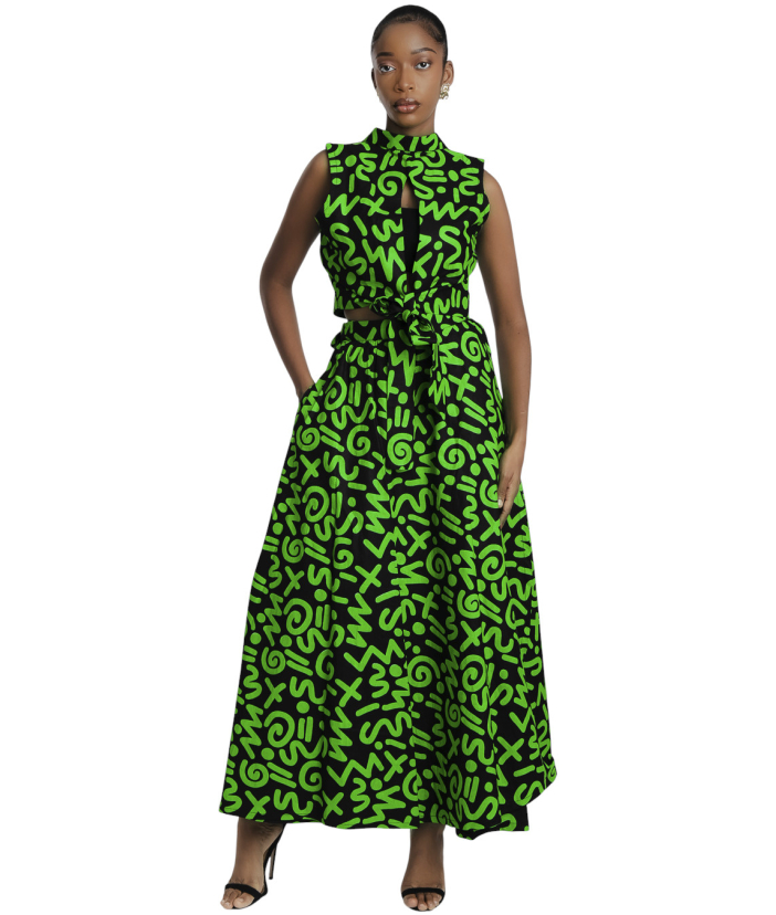 SRC Ankara Wrap skirt  & Crop Top