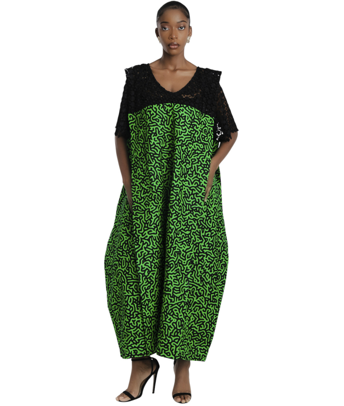 SRC Ankara boubou dress Lemon Green