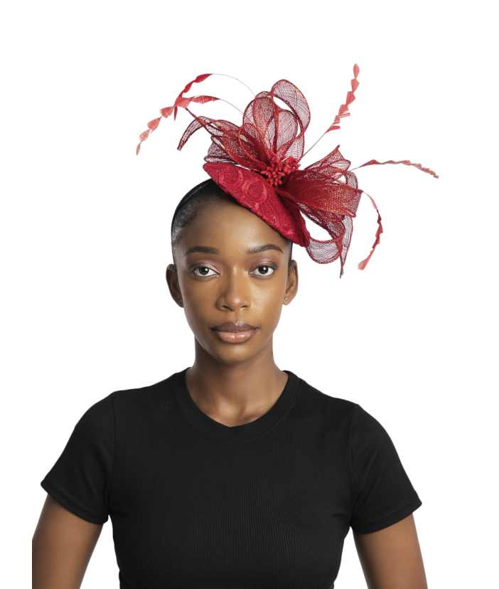 Red with gold Fascinator