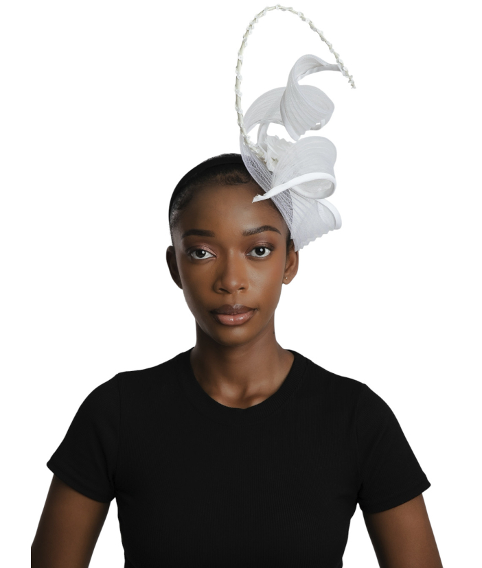 White Spiral Fascinator