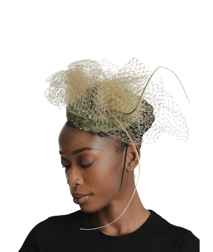 Champagne Gold and Olive Green Fascinator
