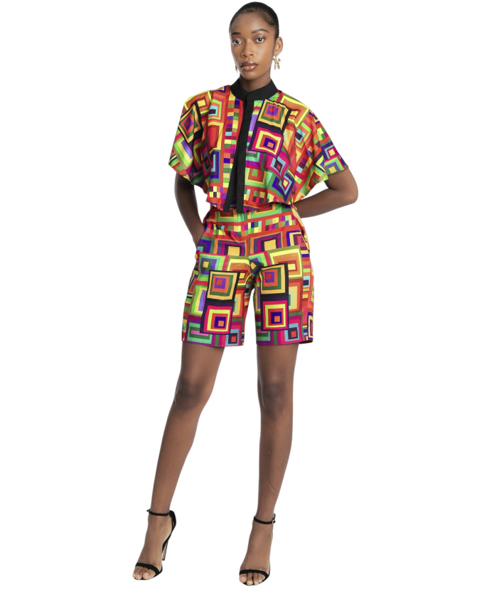 Multicolored Club top and shorts 