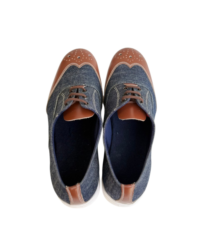 Leather denim oxford
