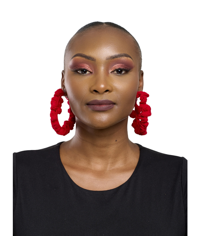 Blue imani crocheted hoops