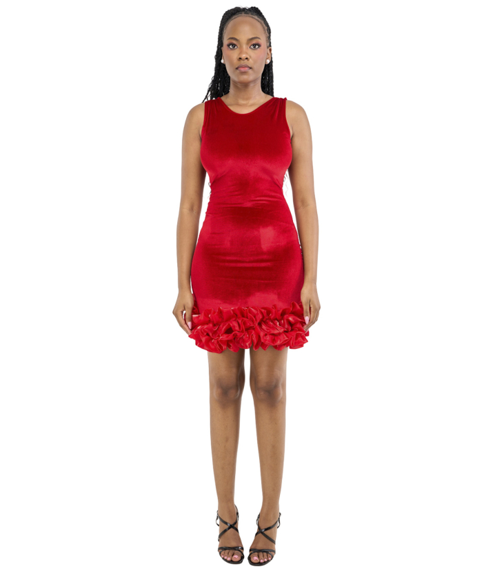 Juka Closet Ruby Bloom Ruffle Mini Dress