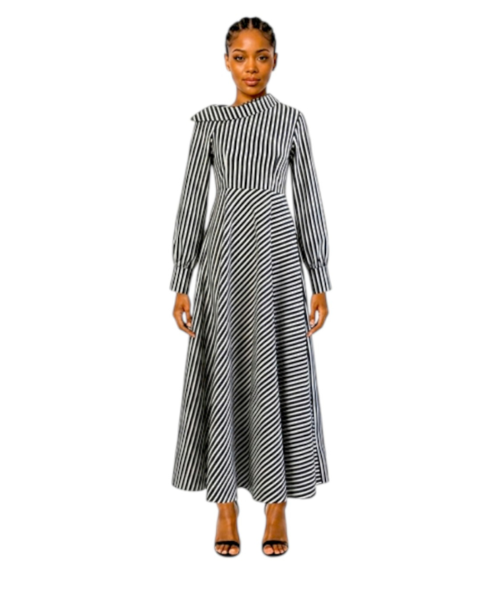 Stripped Off-Shoulder Dress