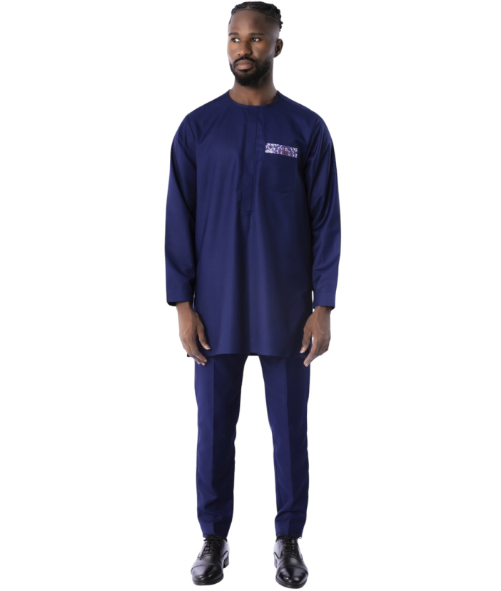 Two piece long sleeves kaftan - Blue