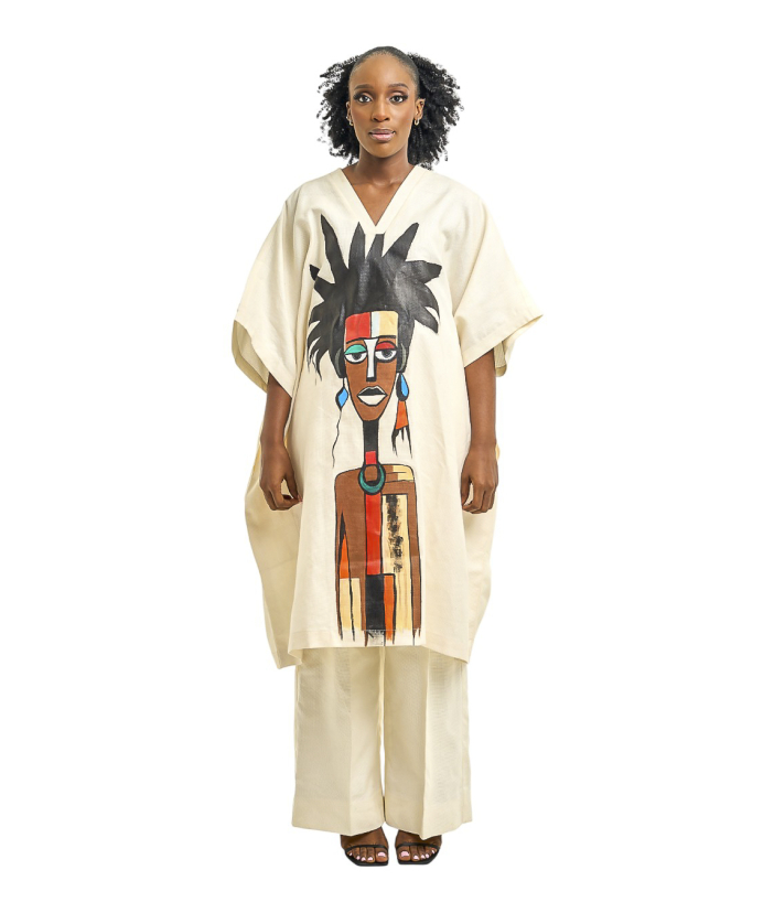 V-Neck Cream Colour Dansiki (2pcs)