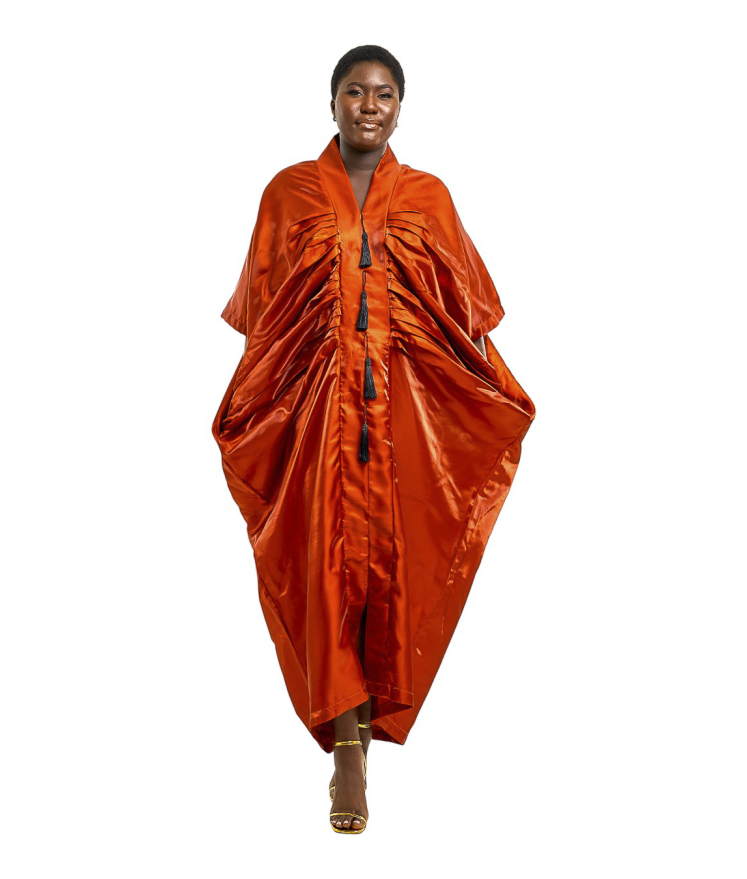 Pluburnt Orange Drape Gown