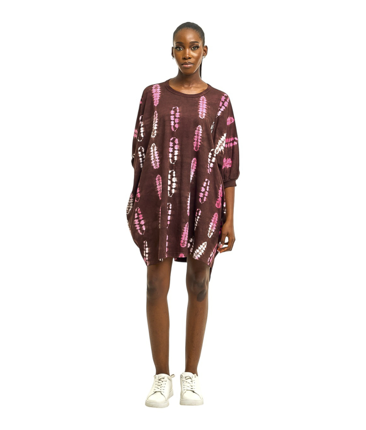 Iyeadan Brown Tie-Dye Dress