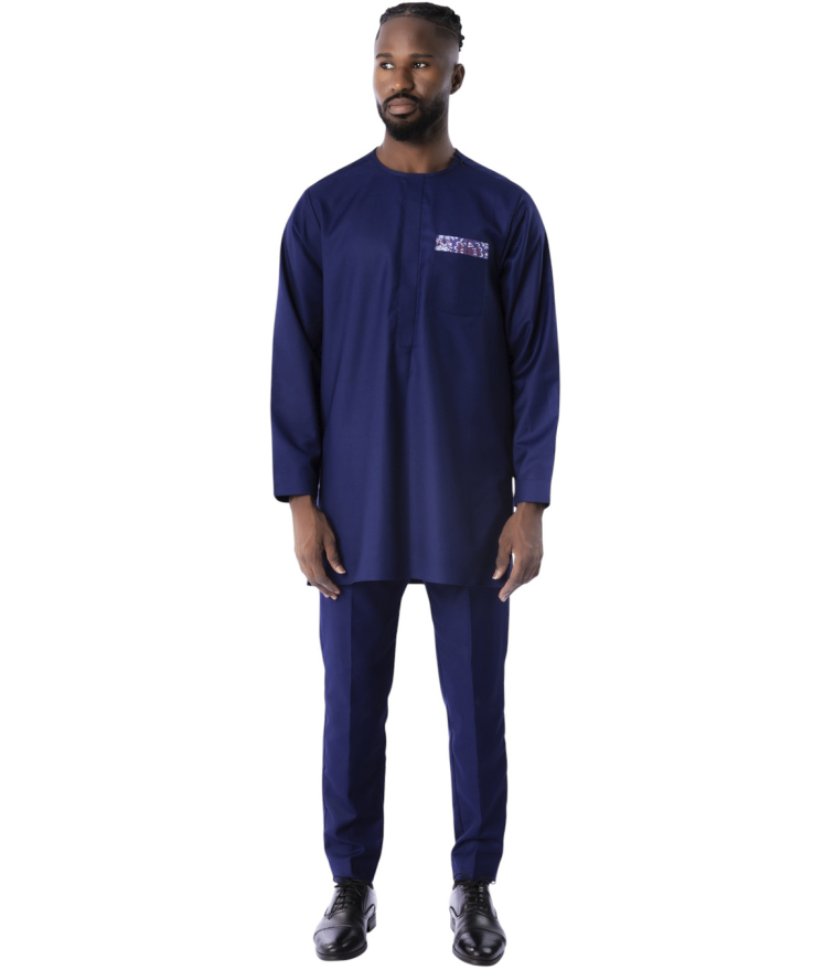 Two piece long sleeves kaftan - Blue