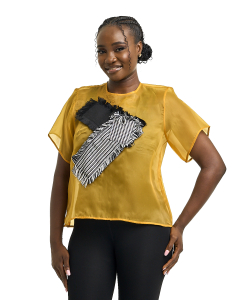 Organza Shredded Patch Top