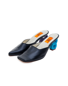 Odd Match Black Leather Mules