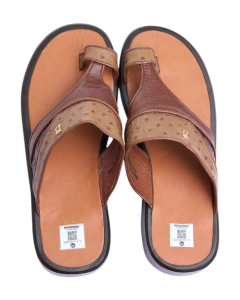 Tan Ostrich-Print Sandal