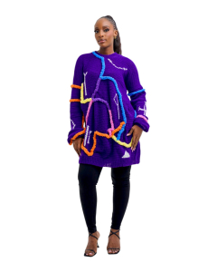 Gilet en fourrure multicolore violette