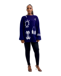 Gilet bleu marine à motif Uli