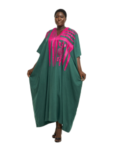Embroidered Cotton and Silk Bubu - Green