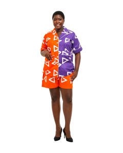 2 Piece Ankara Short Set - Blue and Orange