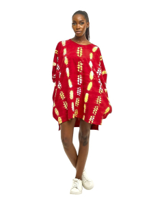 Iyedan Indigo Tie-Dye Dress - Red