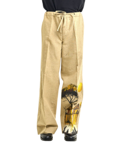 Beige Color Pant with Village Hand Painting