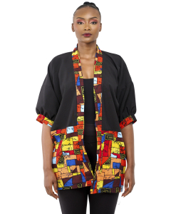 Black Multi Mini Kimono