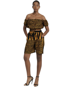 Off-Shoulder Blouse and Shorts Set.